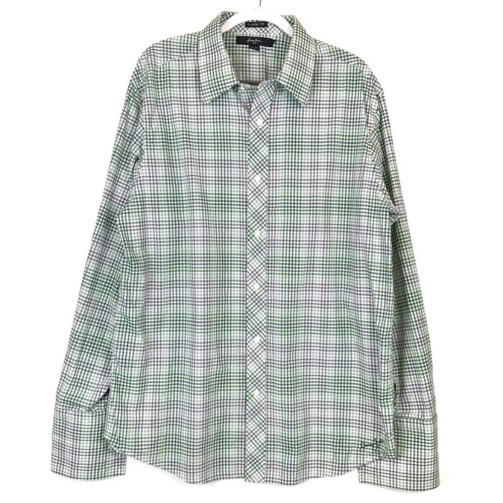 Sean John Mens Shirt Plaid Classic Fit Long Sleeve French Link Cuff Business XXL